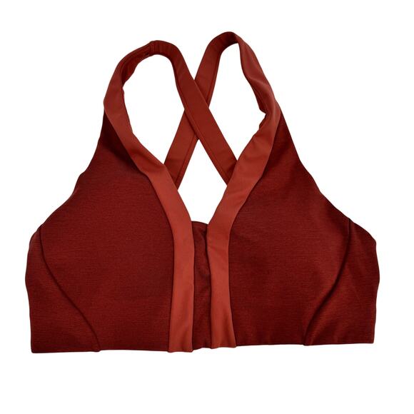 Allyson Felix x Athleta Sports Bra Womens Small Legend V-Neck Cross Back Rust - Picture 1 of 9